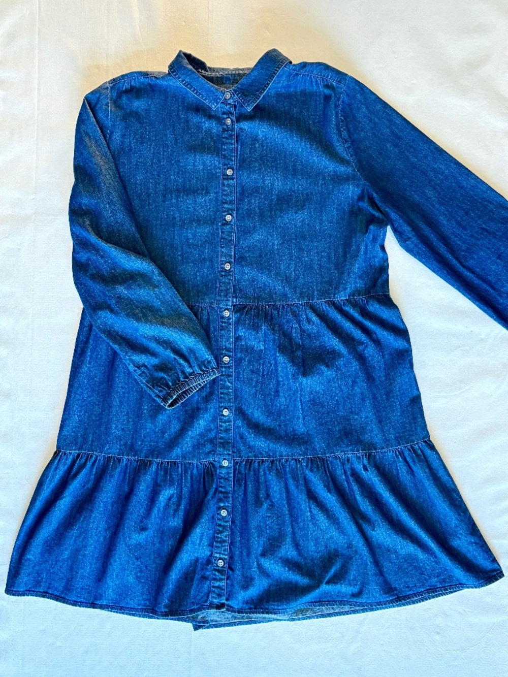 J Crew Factory Tiered Denim Dress Long Sleeve, 18